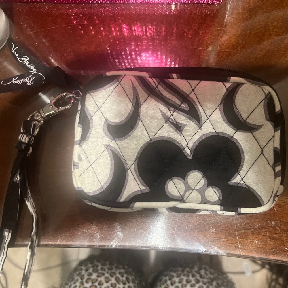 Vera Bradley Black and Cream Wristlet